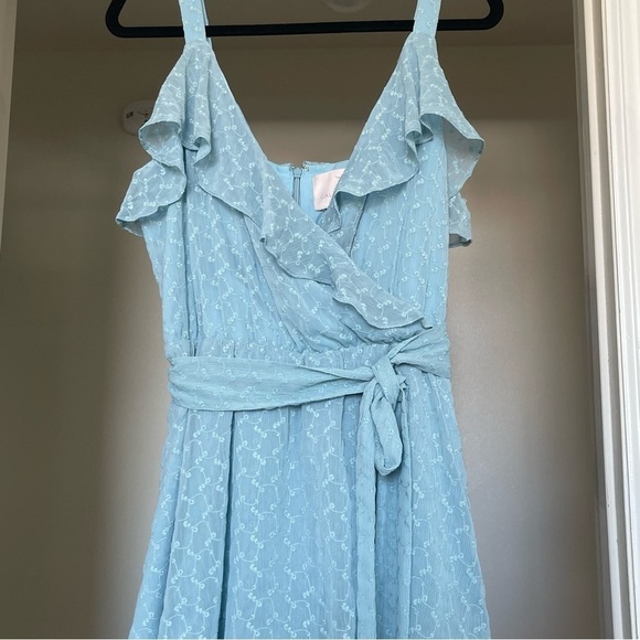Gal Meets Glam Helena Sundress Women Size 12 Embroidered Ruffle Sleeveless Blue - Picture 5 of 12